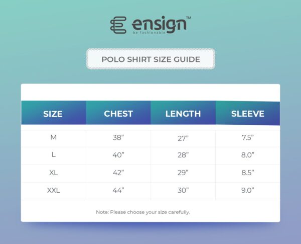 Polo Shirt Size Chart Ensign