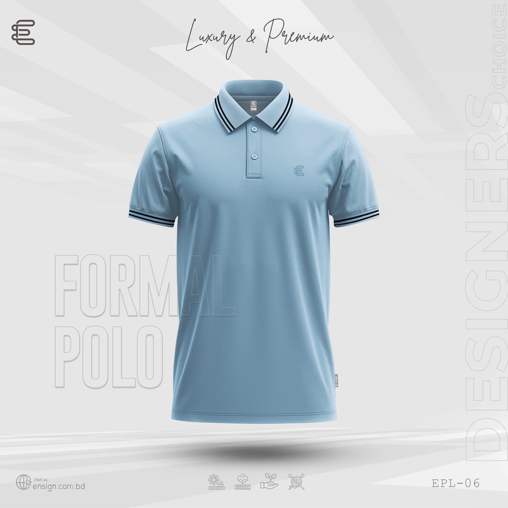 Ensign Premium PK Cotton Polo Shirt – Torquise Blue – Ensign